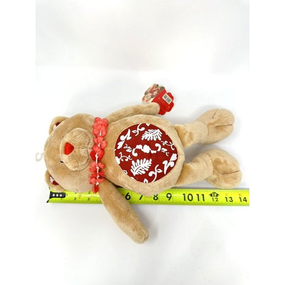 Hilo Hattie Keikis Plush Teddy Bear Hawaiian Lei 14" Tan Stuffed Animal Toy - Picture 12 of 12